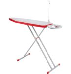 Amazon Basics Foldable & Adjustable Ironing Board for Home with Aluminised Ironing Surface (Silver & Red) (138X42X94 cm)