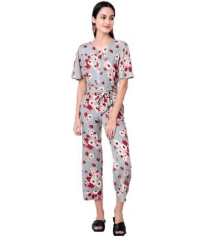 ceil Women's Maxi Jumpsuit (CL JMP 2_Floral Multicolored_Small)