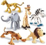 TEC TAVAKKAL Set of 6 Big Size Full Action Toy Figure Jungle Cartoon Wild Animal Toys Figure