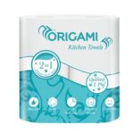 Origami 2 Ply Kitchen Tissue Paper Roll - Pack of 2 (60 Pulls Per Roll, 120 Sheets)