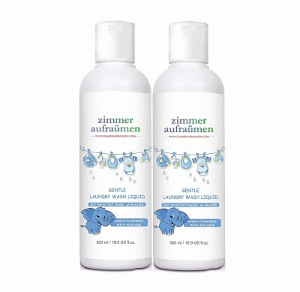Zimmer Aufraumen Baby Laundry Liquid Washing Detergent with Plant Derived Ingredients & 5 Bio Enzymes Blend and Neem Oil 1 Litre (2 x 500ml) - Pack of 2