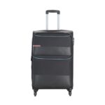 VIP Essencia Durable Polyester Soft Sided Check-in Luggage Spinner Dual Wheels with Quick Access Front Pockets (Medium, 69cm, Black)