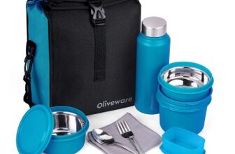 SOPL-OLIVEWARE Teso Elite Pro Lunch Box with Steel Cutlery, BPA free Lids
