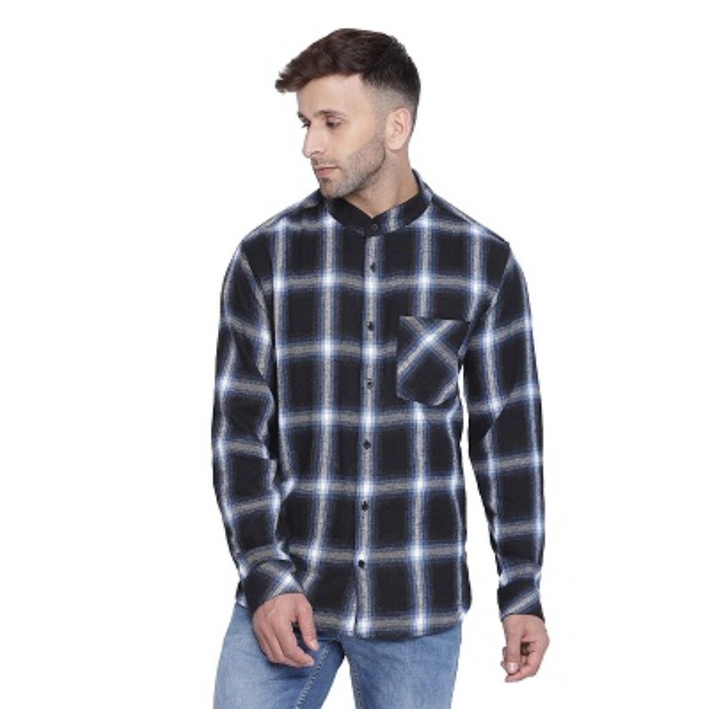 oxolloxo Slassic Black Brush Check Men Shirt