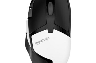 AmazonBasics Wired Gaming Mouse, 4000 DPI, Lightweight, 8 Programmable Buttons, 500 IPS High-Speed Tracking, 1.6m Length USB Cable, for Gaming PC, Computer, Laptop, Mac (Black)