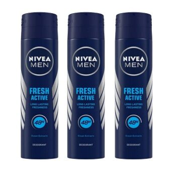 Nivea Deodorant, Fresh Active for Men, 150ml (Pack of 3)