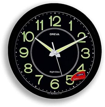 Oreva AQ-1837 Night Glow Round Plastic Analog Wall Clock