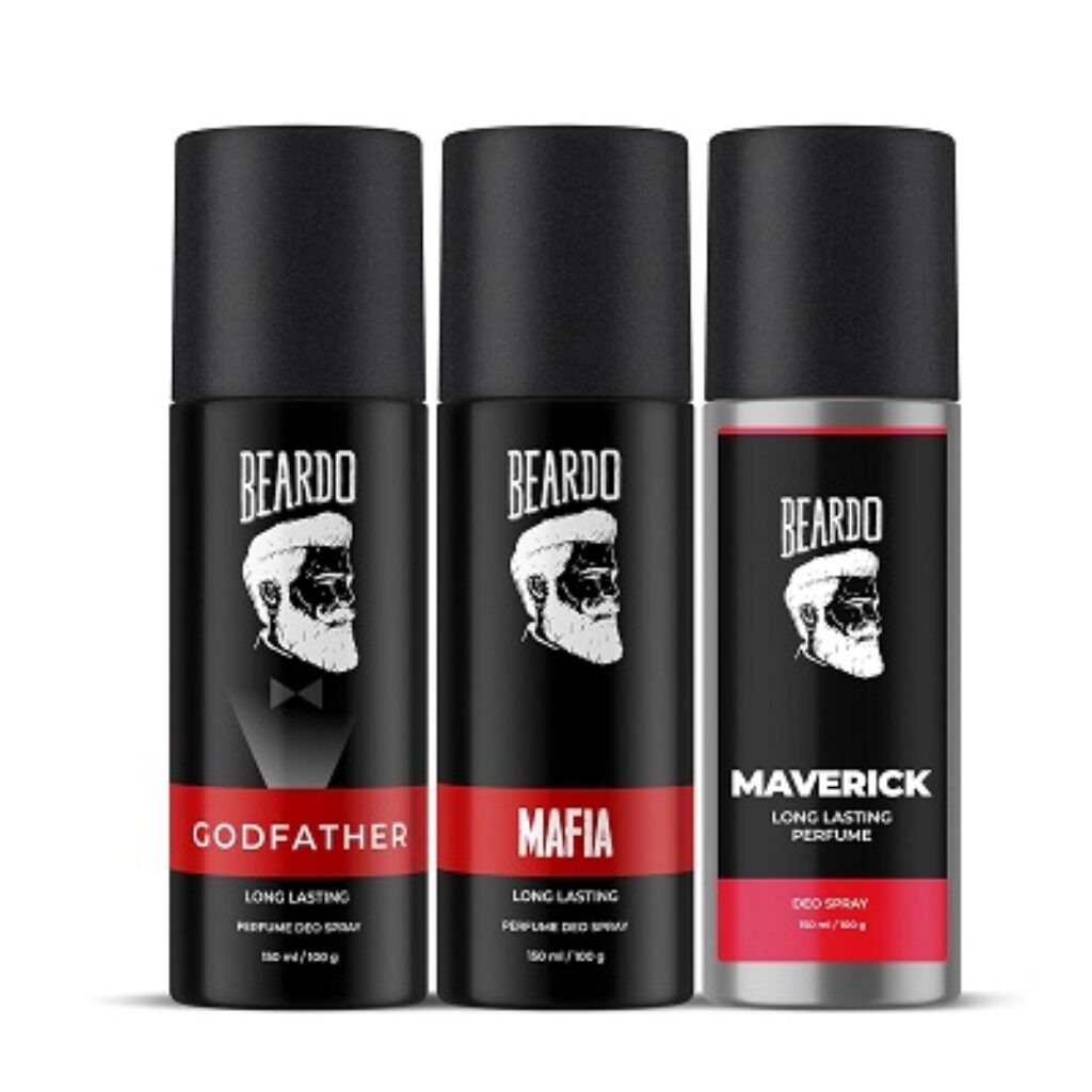 Beardo Godfather Perfume Deo Spray 150ml, Mafia Perfume Body Spray 120ml, Maverick Perfume Deo Spray 150ml