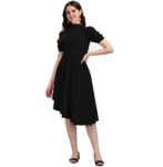 PURVAJA Women’s High-Low Knee Length Dress(Ruby-062-to-069)