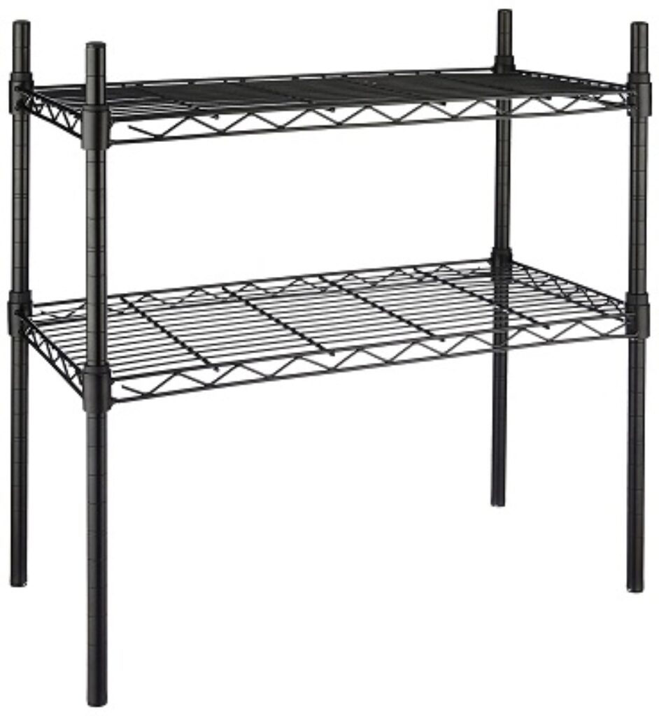 AmazonBasics Height Adjustable Heavy-Duty Rack, 2 Shelves (Black)