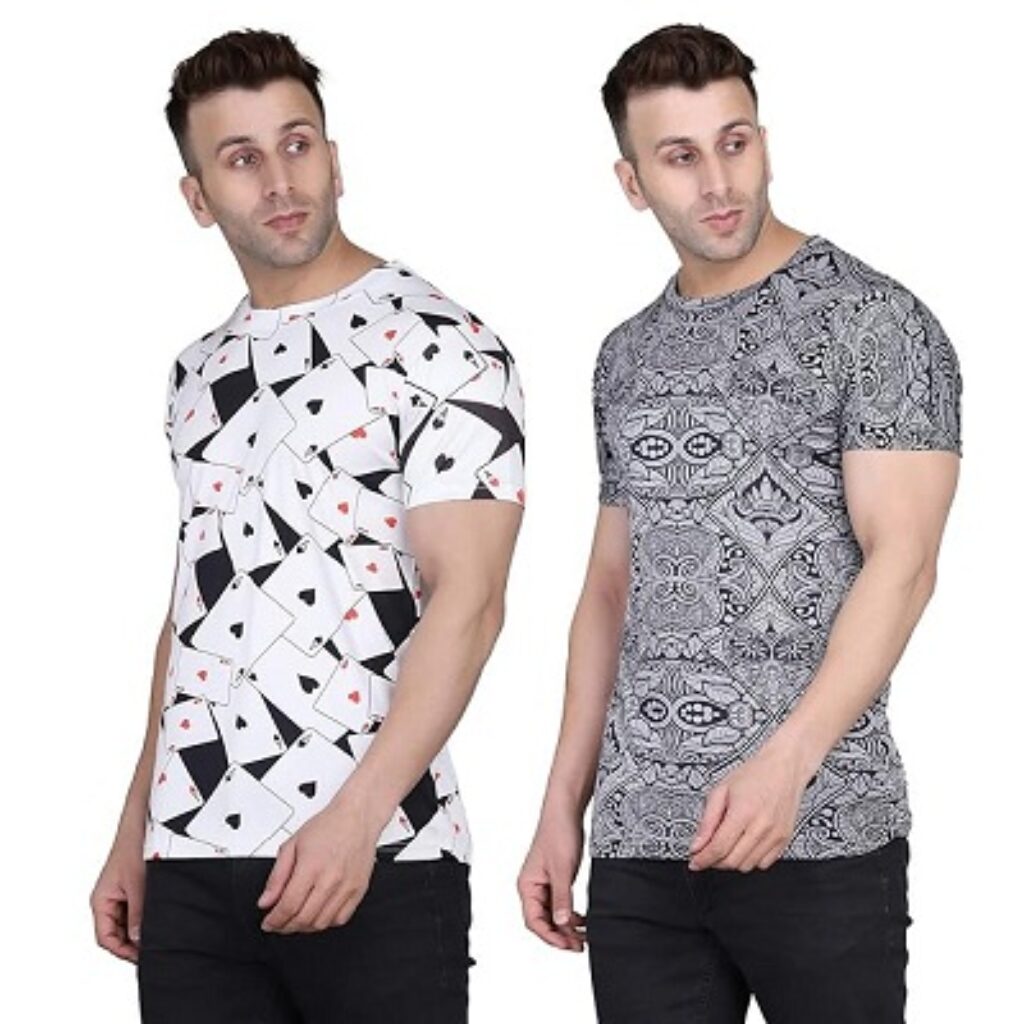 More & More Men's Regular Fit Round Neck T-Shirt (Pack of 2)