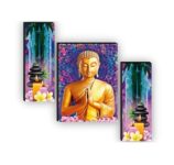 SAF Set of 3 Buddha Paintings for living room with frame Self Adeshive