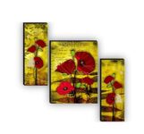 SAF Set of 3 Beautiful Flower UV Textured Paintings for living room with frame Painting 12 Inch X 18 Inch SAF-JMS7475