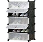 AYSIS DIY Shoe Rack Organizer/Multi-Purpose Plastic 5 Layers Portable and Folding Shoe Rack (Black)