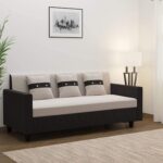 FURNY - Lifestylia 3 Seater Fabric Sofa Set (Grey-Black)