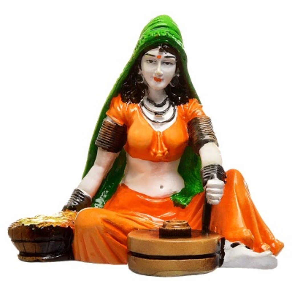 Hunarmandi Haat Polyresin Rajasthani Lady with Chakki Statue