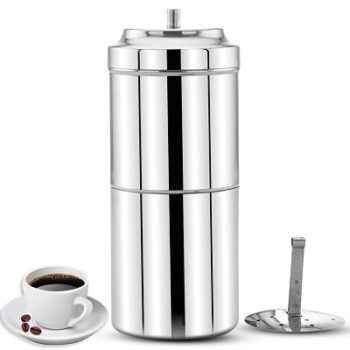 AADHIK South Indian Filter Coffee Maker 200 ML 2-4 Cup Mug Dripper Stainless Steel Medium Size for Home & Kitchen