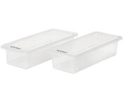 Amazon Brand - Solimo Stackable Storage Containers with Removable Drain Plate and Lid, Set of 2