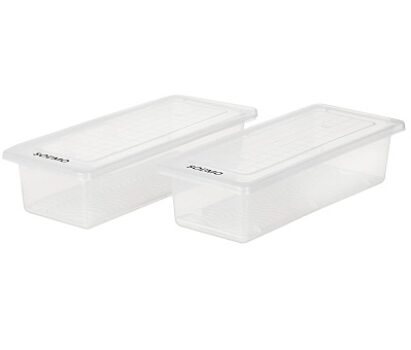 Amazon Brand - Solimo Stackable Storage Containers with Removable Drain Plate and Lid, Set of 2