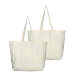 VantageKart Natural Cotton Plain Tote Shopping Bags with Cross Stitching