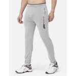 BULLMER Grey Melange Trendy Printed Cotton Blend Active Athleisure Trackpant for Men