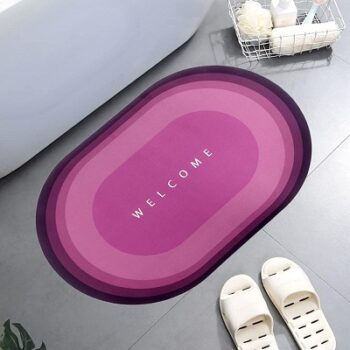 STATUS Contract Pink Welcome Water Absorbing Mat for Bathroom Quick Dry Rubber