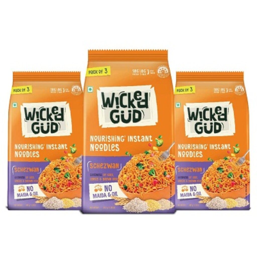 WickedGud Nourishing Schezwan Instant Noodles (207gm x 3) | Healthy Noodles