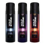 Wild Stone Intense Black, Neon and Trance No Gas Body Spray Deodorants for Men, Pack of 3 (120ml each)