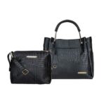 Bagsy Malone Women's Handbag (Set of 2, Croco Black)