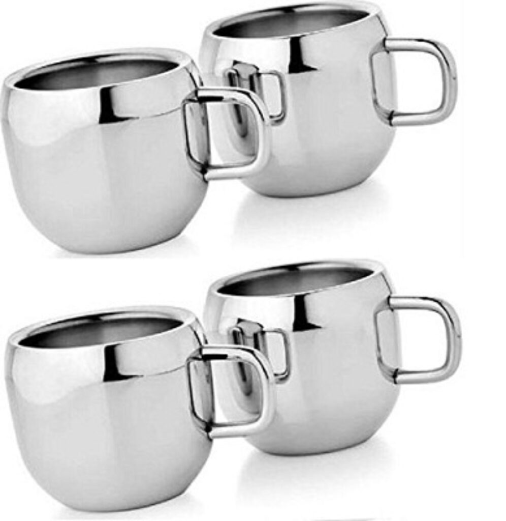 Dynore Set of 4 Double Wall Apple Tea Cups