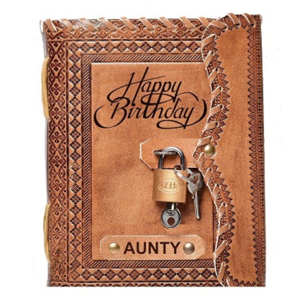 RJKART Leather A5 Embossed Aunty Happy Birthday Handmade Paper Diary