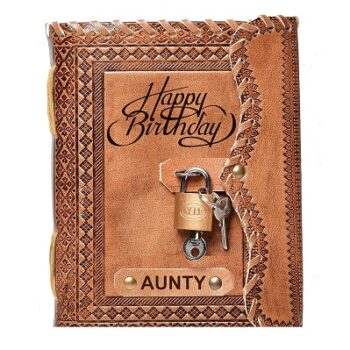 RJKART Leather A5 Embossed Aunty Happy Birthday Handmade Paper Diary