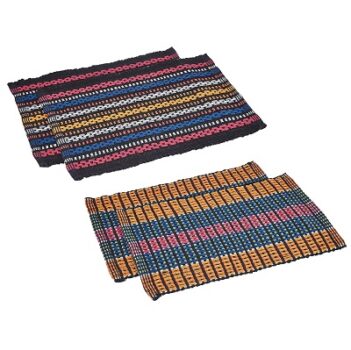 Amazon Brand - Solimo Cotton Bathmat Set of 4, Vibrant Stripes - 1000 GSM, Multicolor