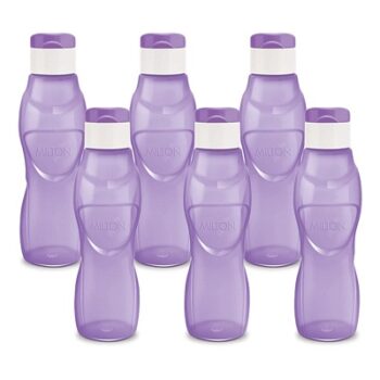 MILTON Ace Flip Plastic Water Bottle Set of 6, 1 Litre Each, Purple