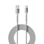 Portronics Konnect X USB to Type C Cable with 3A Output, Fast Charging & Data Transfer, Nylon Braided, Aluminium Alloy Shell, 1M Length compatible with Type C Smartphones(White)