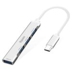 Dyazo Type c USB Hub 1 Port 3.0 & 3 Port 2.0 High Speed Data Transfer Compatible for mackbooks,dell, PC & Other Type-c Enable laptops/Computers, Silver