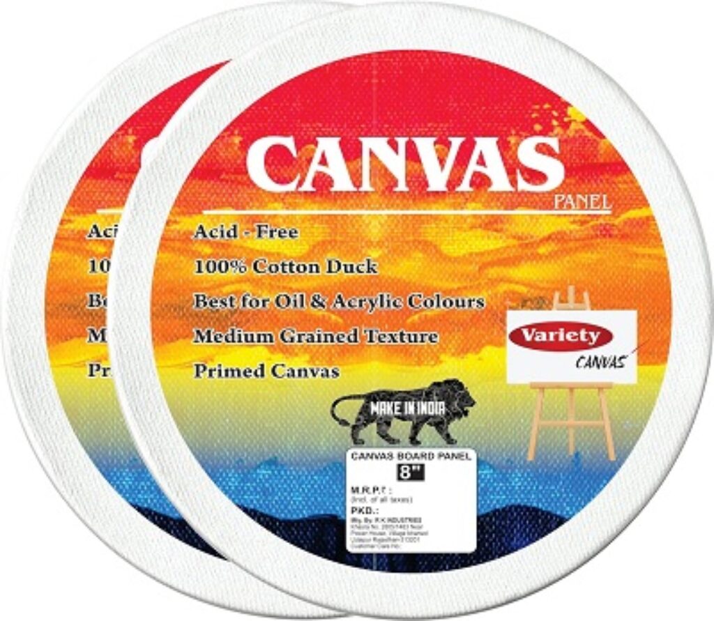 Variety Canvas Round Canvas Panel Artist Grade 5oz Primed Triple Layer (8")