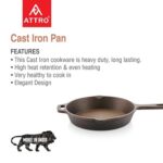 Attro Cookware Pre-Seasoned Cast Iron Skillet Pan Compatible