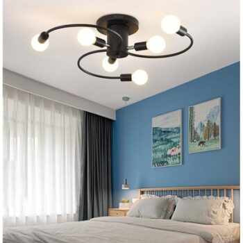 Lyse Decor Antique Design 6 Lights Ceiling Chandelier for Low Height Ceiling/Jhumar/Jhoomar (Black)
