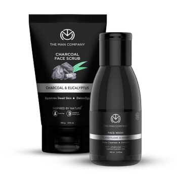 The Man Company Charcoal Facial Care Combo with Charcoal Face Wash & Scrub for Blackhead Remover