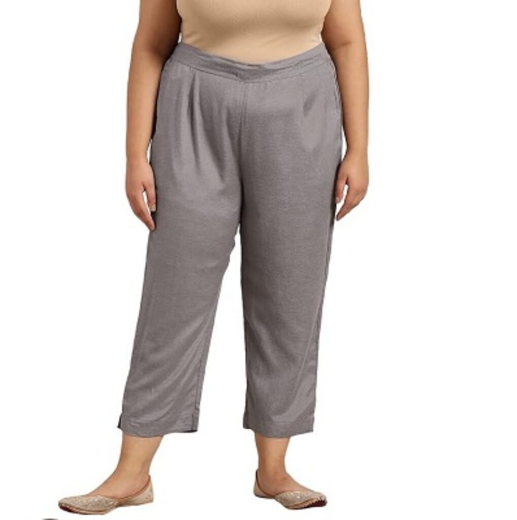 Juniper Women's Plus Size Grey Rayon Solid Cigarette Pants