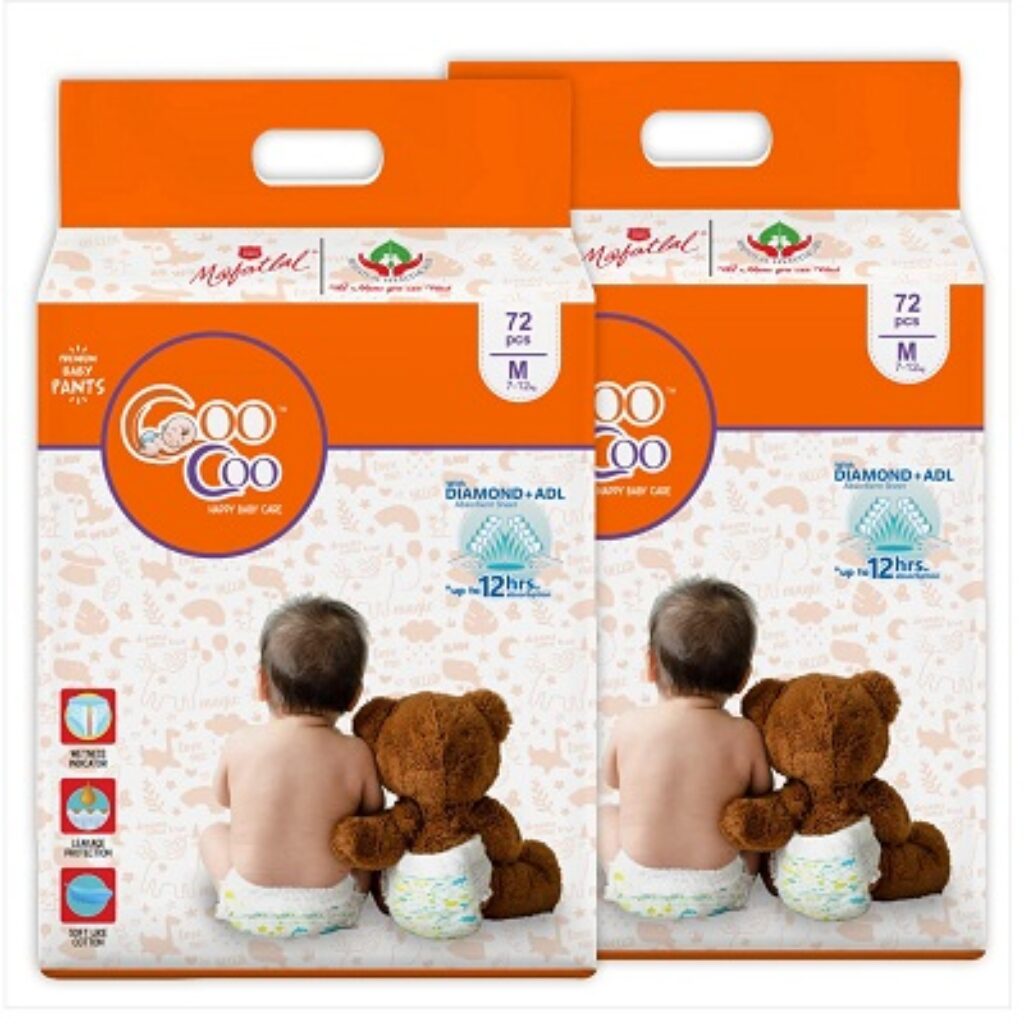 Coo Coo Extra Dry Baby Pullup Diaper Pant Size Medium-M (144) Count Upto 7-12 Kg Super Absorbent Core