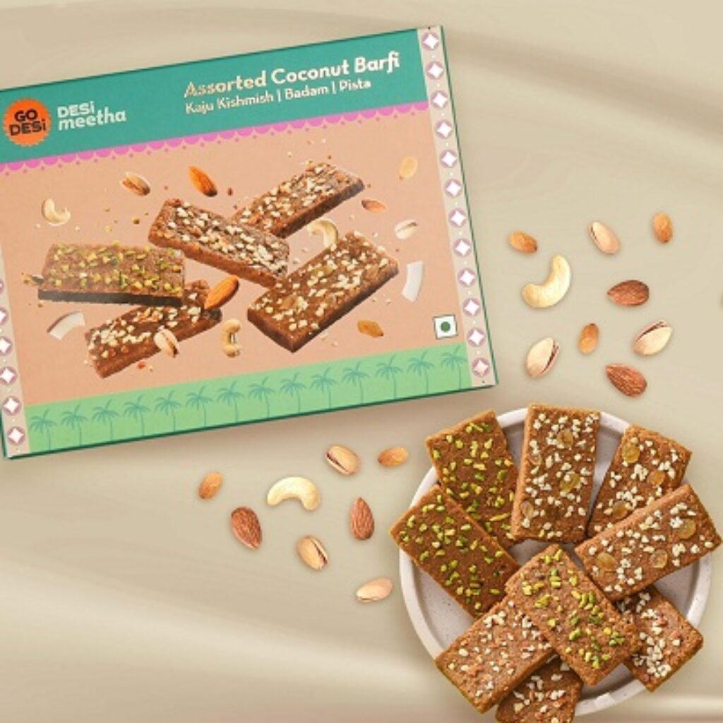 GO DESi Assorted Coconut Barfis, 200 grams burfi,