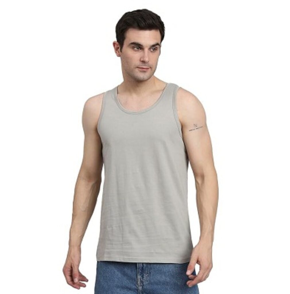 Peppyzone Solid Cotton Tank Top Vest for Men