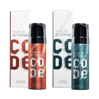 Wild Stone CODE Steel and Copper Long Lasting No Gas Body Perfume for Men, Pack of 2 (150ml each)