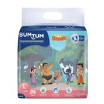 Bumtum Chota Bheem Large Baby Diaper Pants, 74 Count, Leakage Protection Infused With Aloe Vera