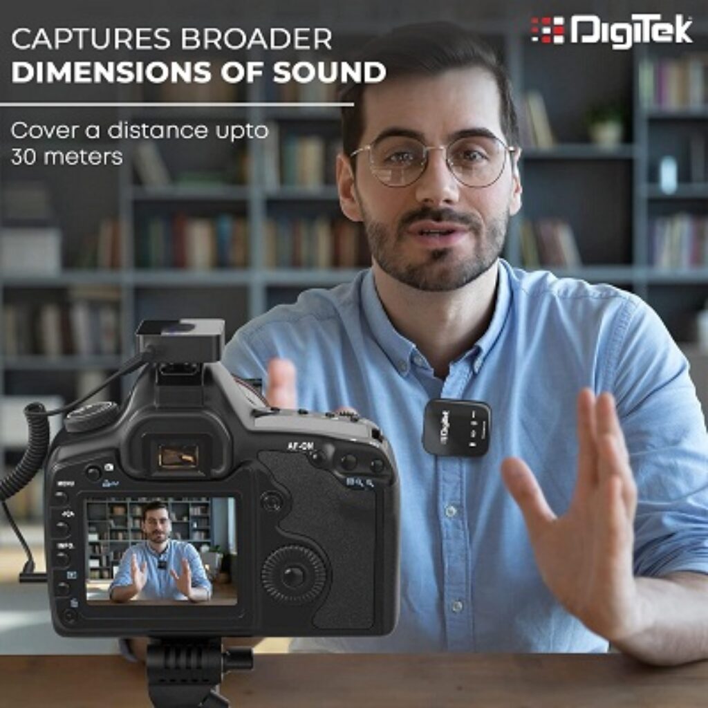 Digitek Wireless Microphone System for DSLR, Camcorder, Smartphone & Tablet DWM 101