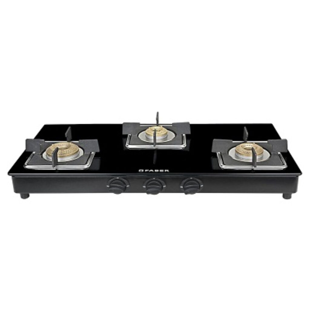 Faber Glass Top 3 Burner Gas Stove (Hob Cooktop Pearl 3BB BK)