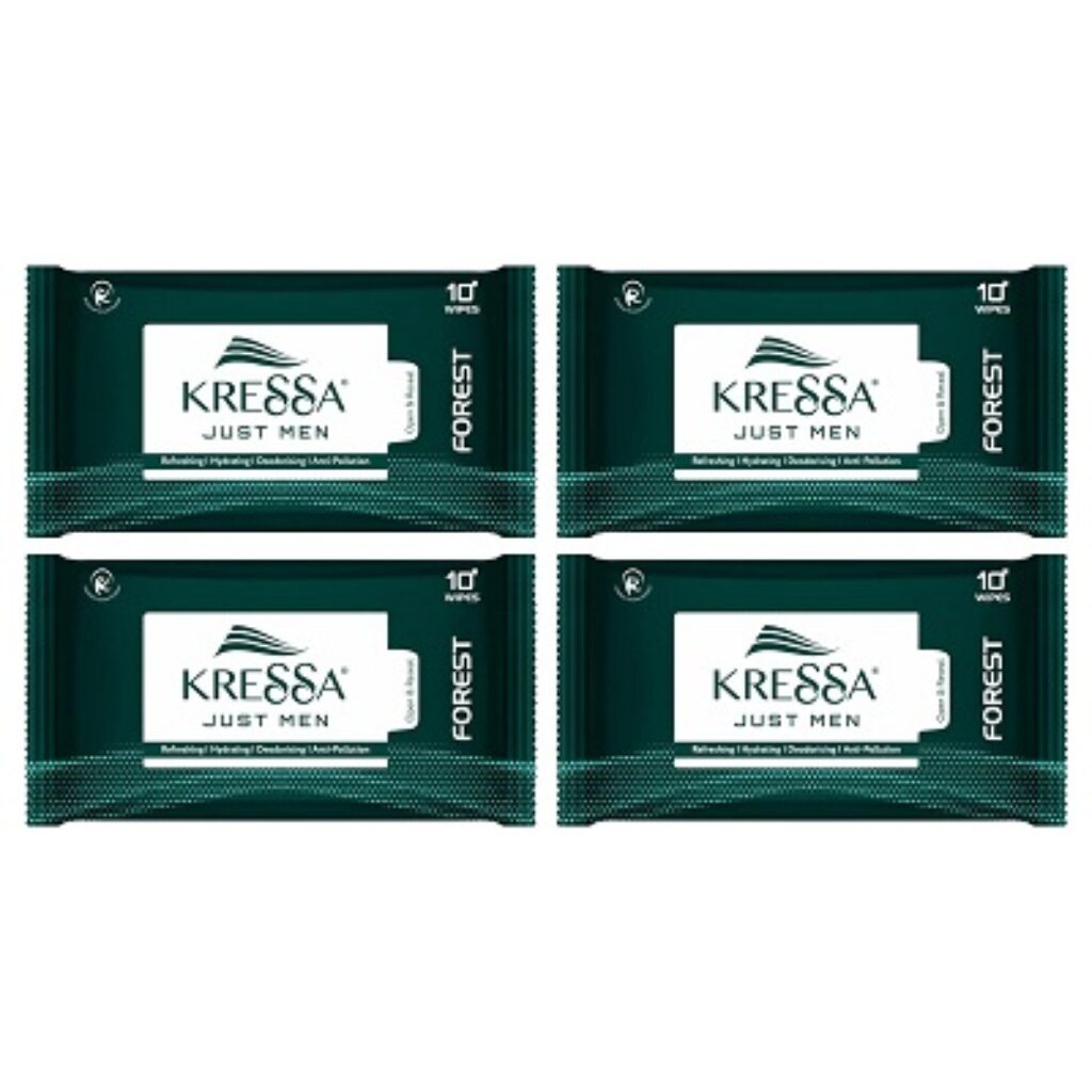 Kressa Face Wipes For Men | Forest | Refreshing Anti-pollution Wipes | Pack of 4-40 Wipes(Forest)