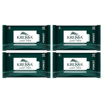 Kressa Face Wipes For Men | Forest | Refreshing Anti-pollution Wipes | Pack of 4-40 Wipes(Forest)